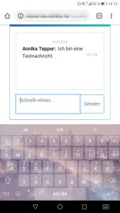 Screenshot Chat mit Tastatur - Mobile Version