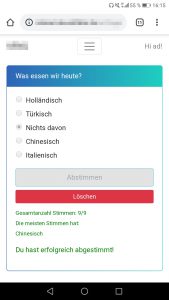 Screenshot Umfrage abgestimmt - Mobile Version