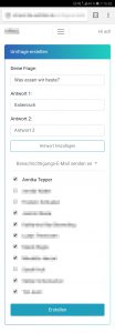Screenshot Umfrage erstellen mit E-Mail-Liste - Mobile Version